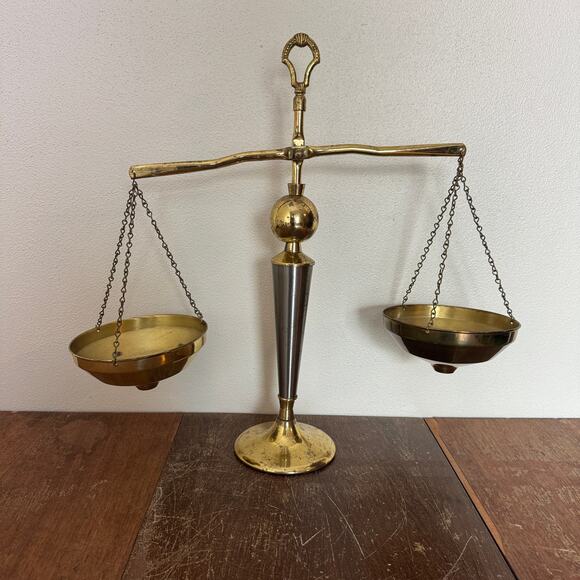 Vintage Antique? Solid Brass beam balance scale Distressed‎ Decor only - Picture 1 of 14
